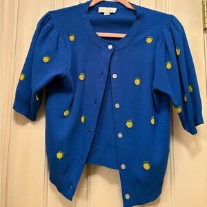 Blue and lemon beaded Cardigan